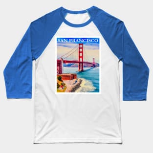 Restored vintage travel poster to San Francisco, CA Baseball T-Shirt